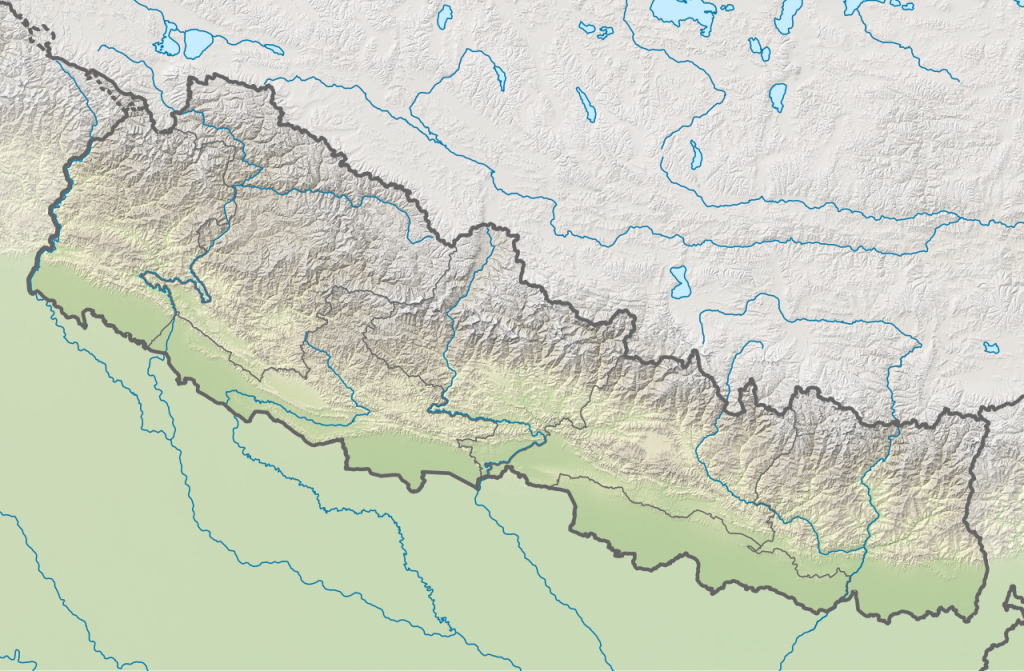 नेपालको भौगोलिक नक्सा - Map: NordNordWest, CC BY-SA 3.0 DE, Wikimedia Commons